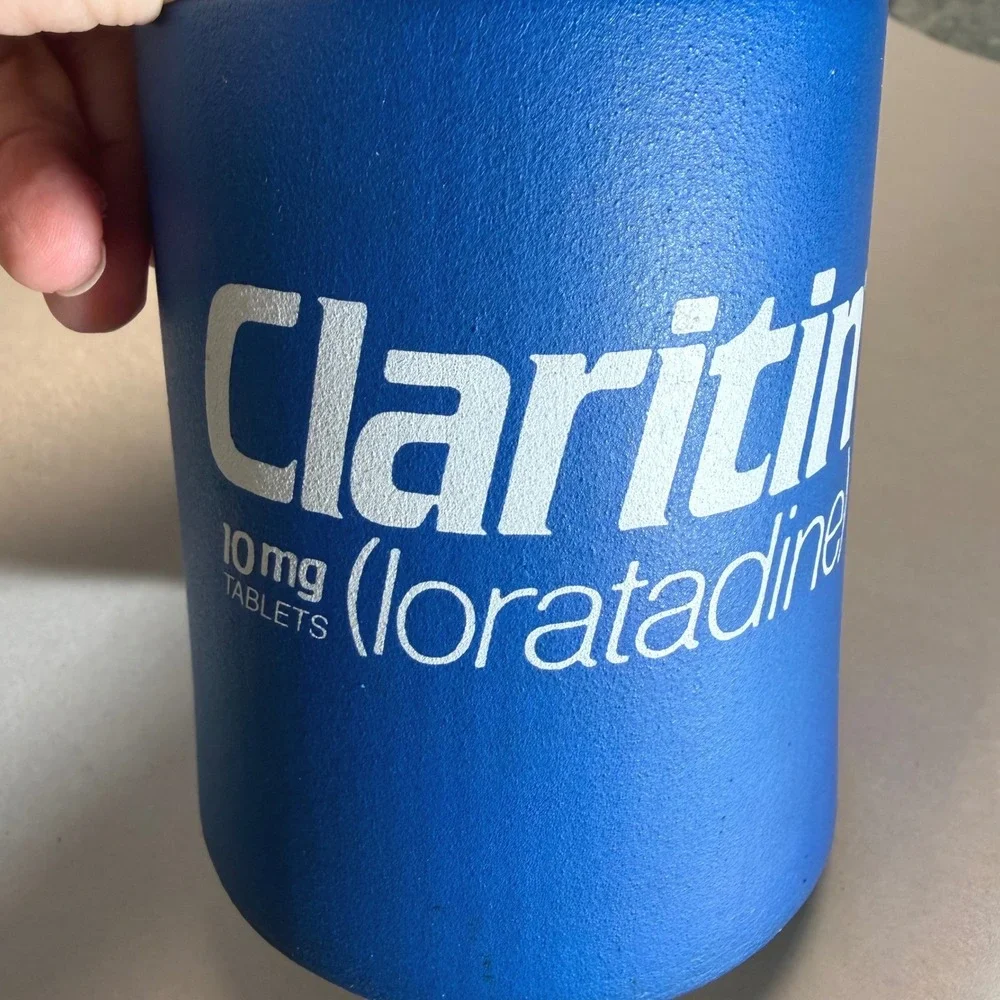 Vintage Claritin Loratadine Can Cooler Coozie Foam Beer Soda Drug Rep Promo